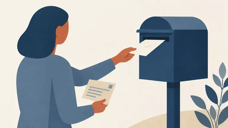 Illustration of a change-of-address card being posted