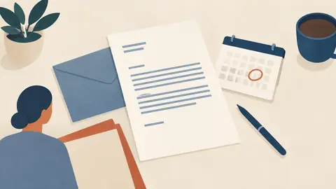 Illustration of a formal letter with a short deadline circled on a date block