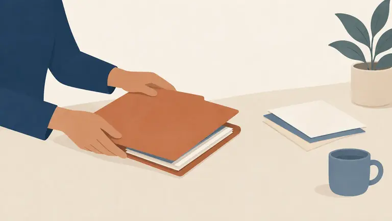 Illustration of a folder being closed and set aside