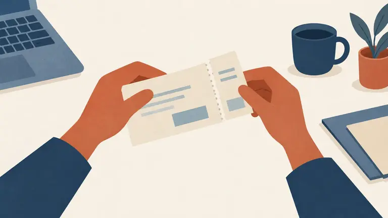 Illustration of a refund slip being torn along a perforation