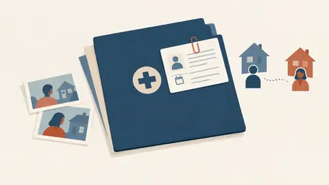 Illustration of a medical folder with an appointment card clipped on