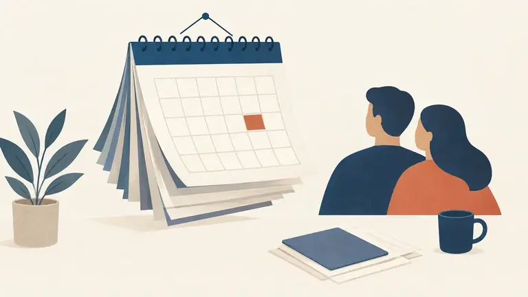 Illustration of a wall calendar with many months turned