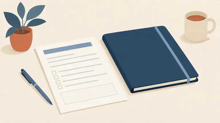 Illustration of a fresh blank form beside a closed file