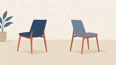 Illustration of two chairs turned slightly away from each other in an empty room