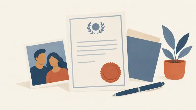 Illustration of a state registry certificate with an embossed seal