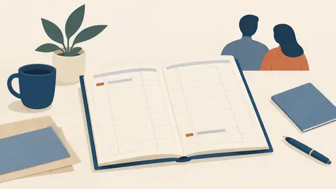 Illustration of a ledger showing two entries and a long gap between them