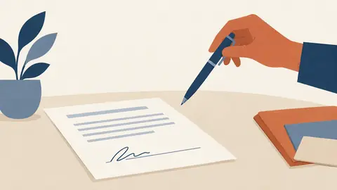 Illustration of a signature being withdrawn from a form, pen lifted away