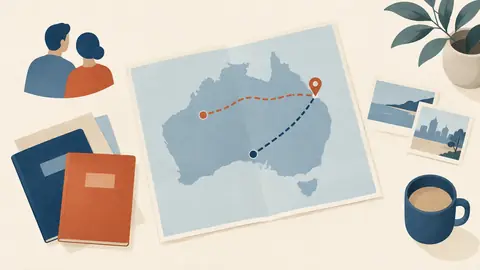 Illustration of a map with two routes to the same point