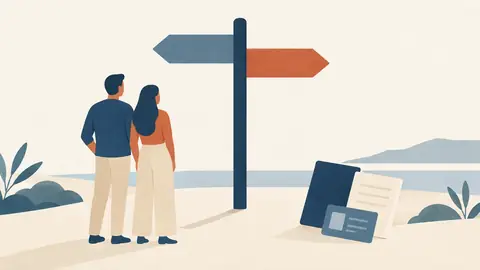 Illustration of a signpost with two arms pointing different ways