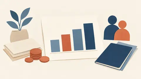 Illustration of a simple bar chart drawn as blocks of paper