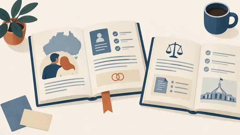 Illustration of two open books side by side with a bookmark