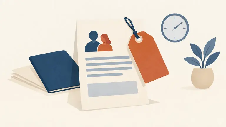 Illustration of a price tag tied to a document