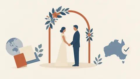 Illustration of a ceremony arch drawn as a simple arc with two small figures