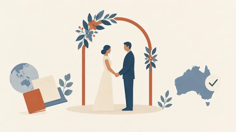 Illustration of a ceremony arch drawn as a simple arc with two small figures