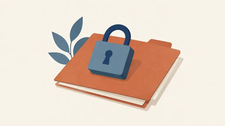 Illustration of a padlock resting on a folder