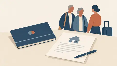 Illustration of a joint bank book and a lease document