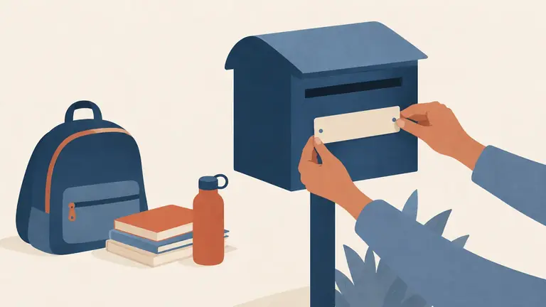 Illustration of a name plate being changed on a letterbox