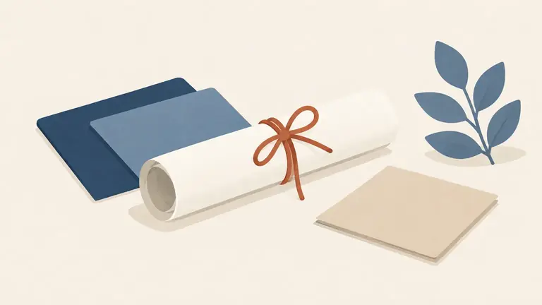 Illustration of a rolled document tied with string